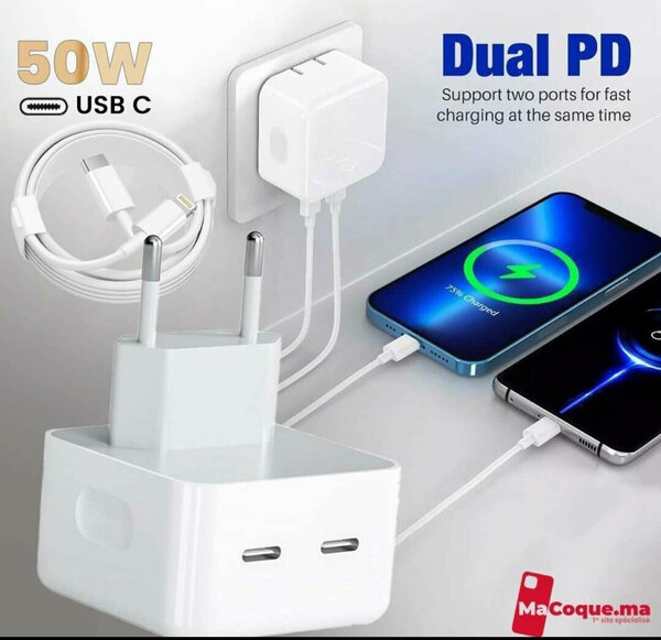 50W Dual USB-C Charger