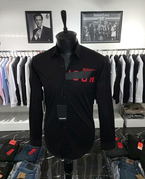 Chemise brodée noire