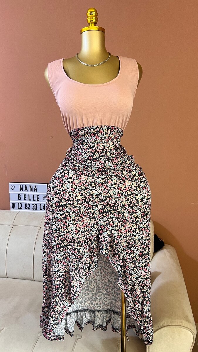 Robe mi-longue fleurie