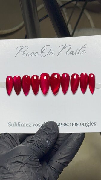 Ongles Press-On Rouge Élégant
