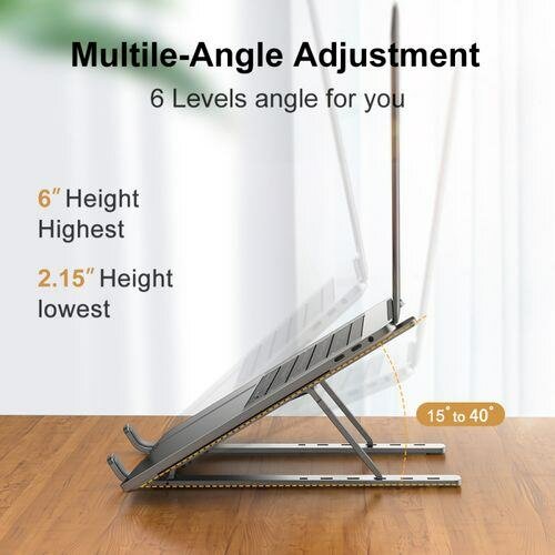Metal Foldable Adjustable Stand Holder For Laptop - Silver