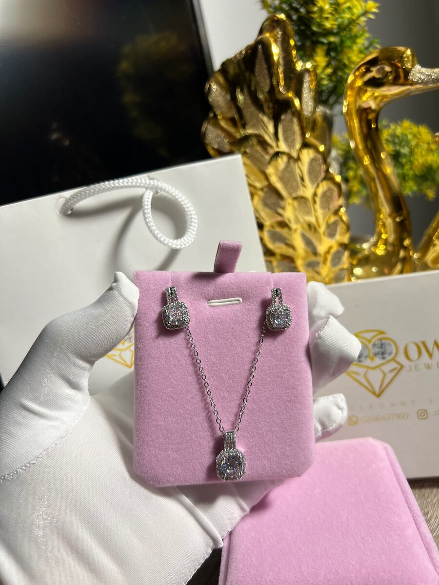 Stainless steel Silver necklace set