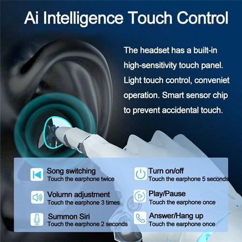 Wireless Finger Touch Control True Bass Bluetooth Headset -