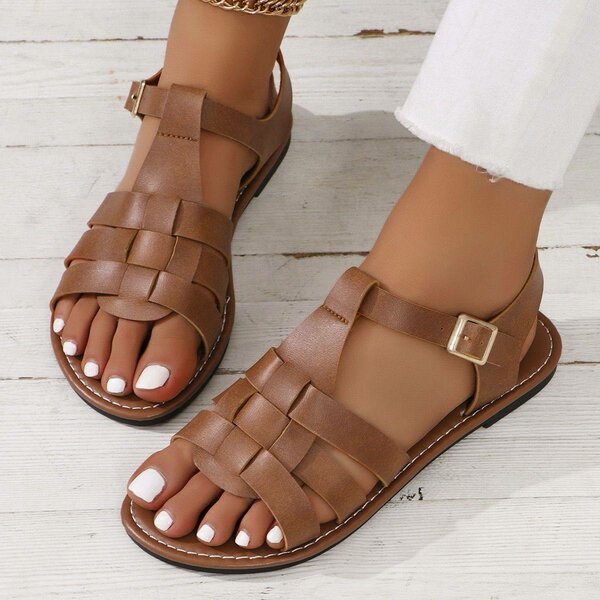 Sandales  en cuir PU marron