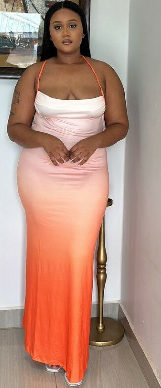 Orange Ombré backless Dress