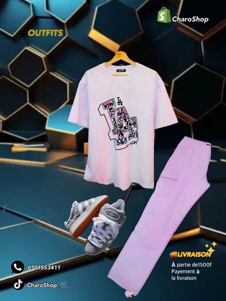 Complet T-shirt pantalon Cargo et paires