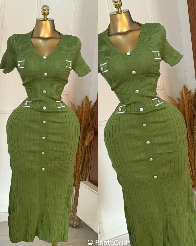 Robe élégante en maille verte