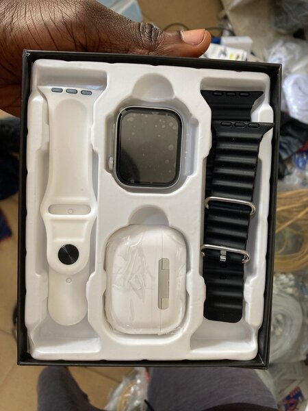 BIG SW-02 Smartwatch and AirPods