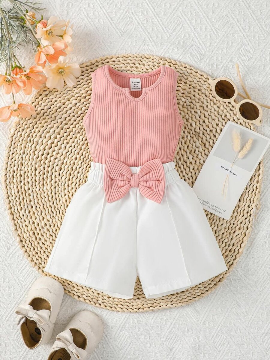 Ensemble Fille Élégant Rose et Blanc