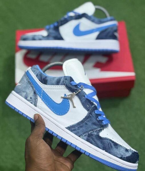 Sneakers en denim et cuir