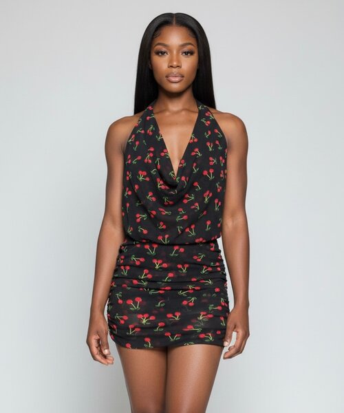 Robe Courte à Motif Cerises