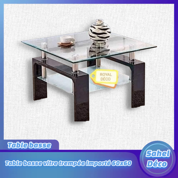 TABLE CENTRALE VITRE TREMPÉ IMPORTÉ