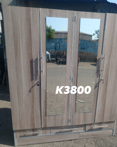 light brown wardrobe with mirror 2 sections