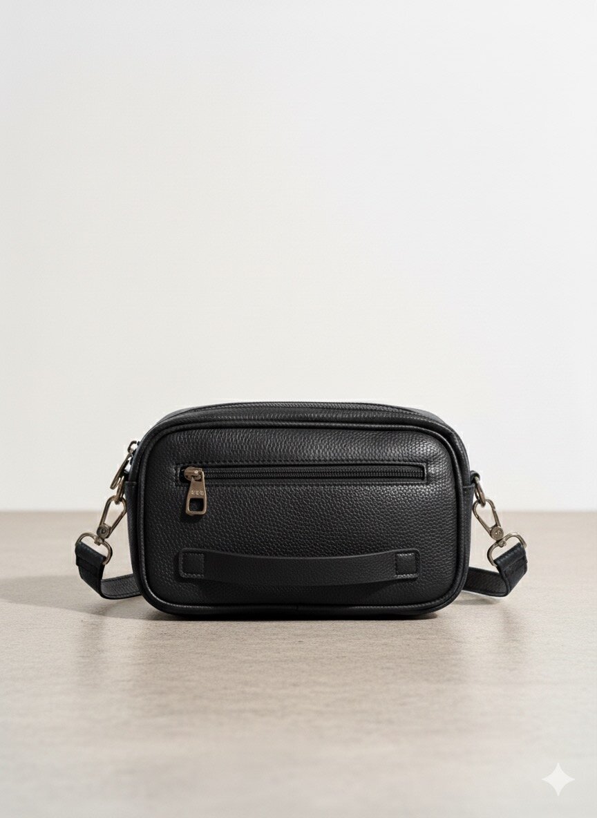 Sacoche 2 en 1 en cuir Noir