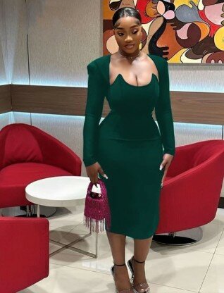 Emerald dress with bust support