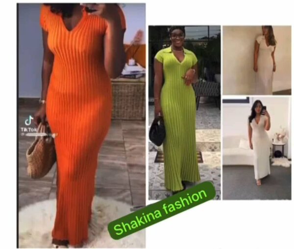 Robe Longue Tricotée Orange