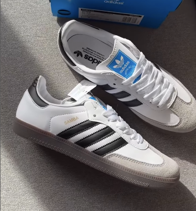 Кеды Adidas Samba белые/коричневые