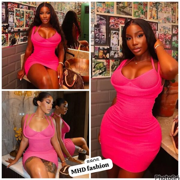 Robe moulante rose sexy