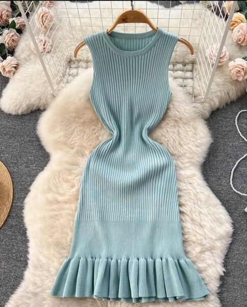 Ladies classy dress sea blue