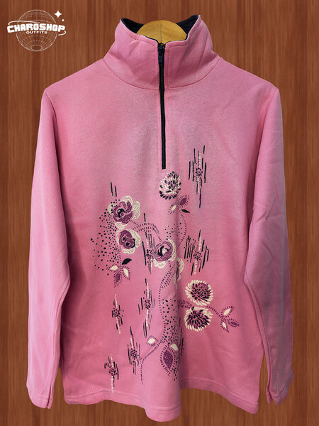 Pull rose à fleurs