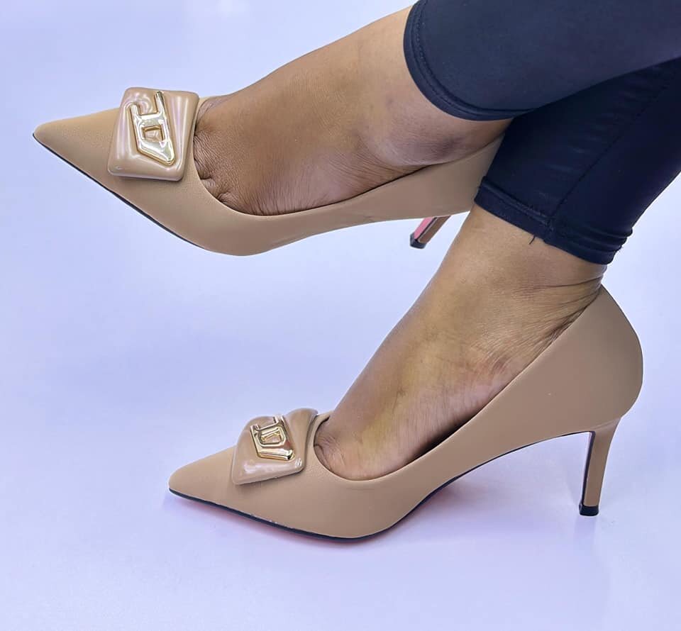 Stylish women's high heel shoes beige