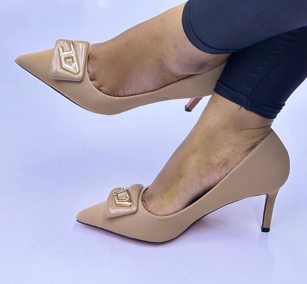 Stylish women's high heel shoes beige