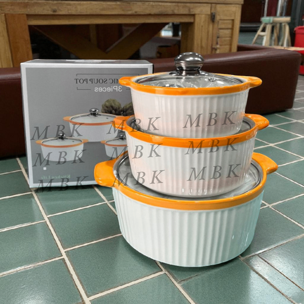 Ensemble de Marmites en Céramique 3 Pièces