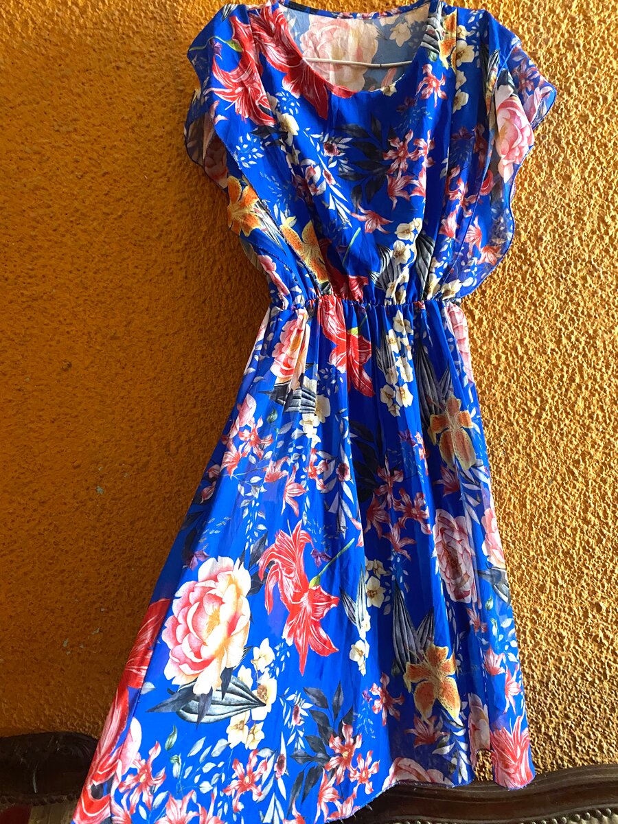 Robe d'été fleurie bleue