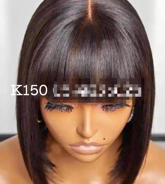 wig with shoulder-length bangs