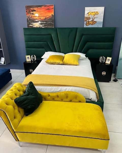 emerald bed with soft headboard