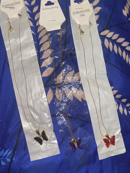 Lipgloss 15ghc for all.   Necklace 6ghc each