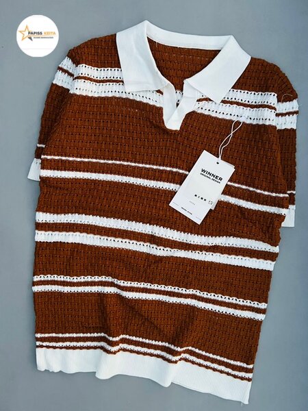 Polo en maille rayé homme