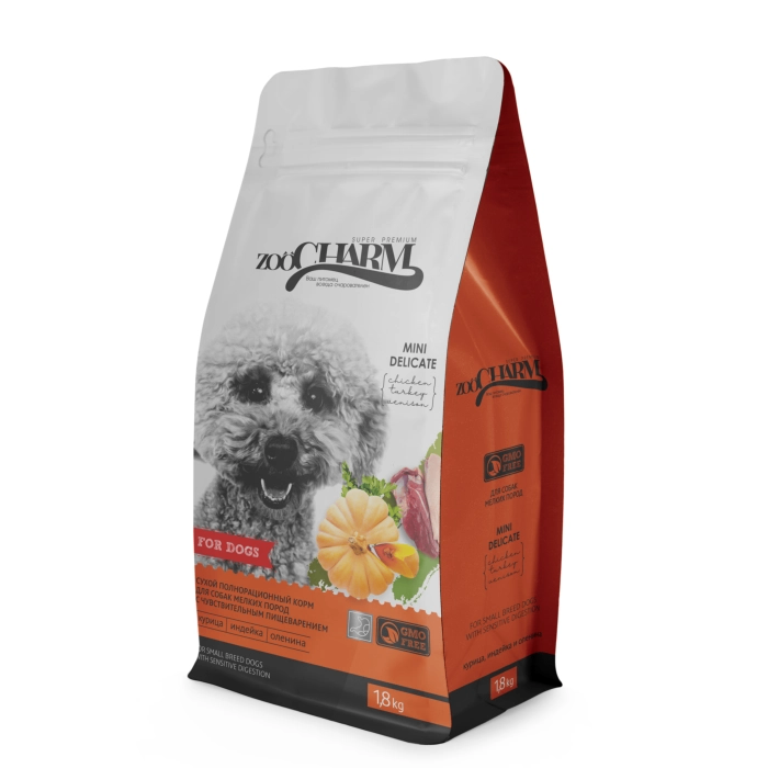 Корм ZOOCHARM 1,8кг для мелких собак Курица, индейка, оленин
