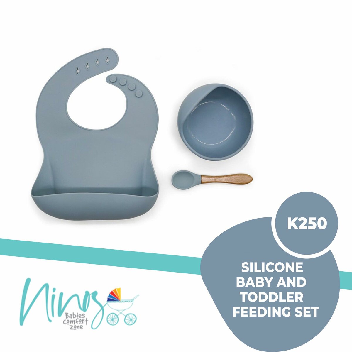 Silicone baby and toddler feeding set