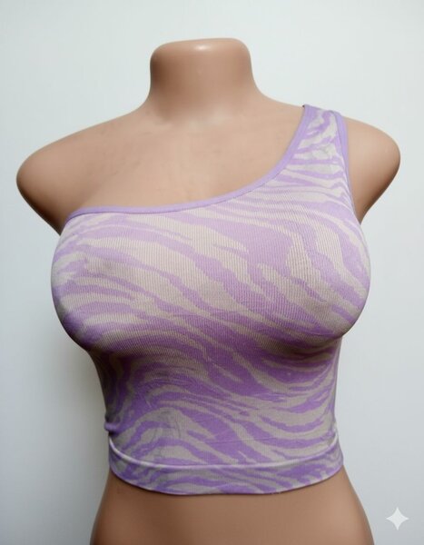 Top asymétrique violet zébré