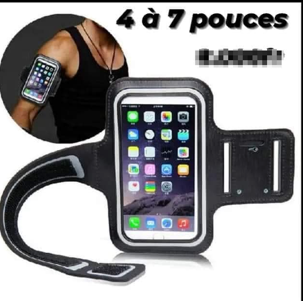 Étui de téléphone de course de bras de sport, noir, 4 à 7 pouces 