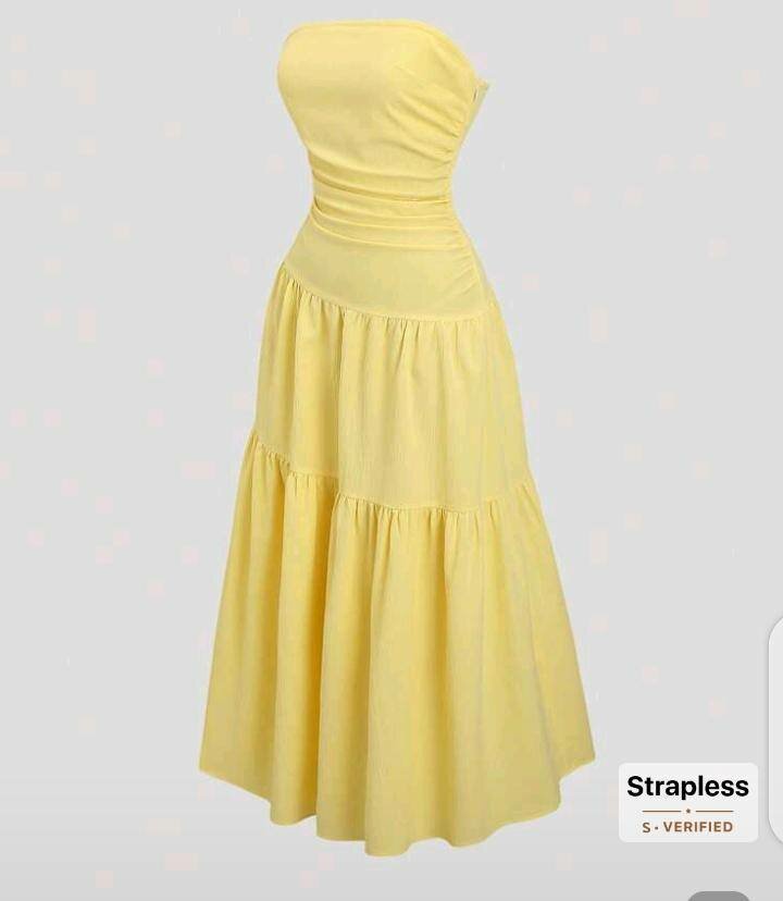 Robe Longue Jaune Sans Bretelles