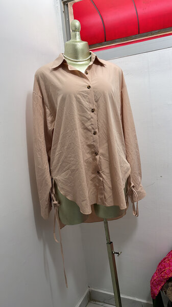 Chemisier oversize beige femme