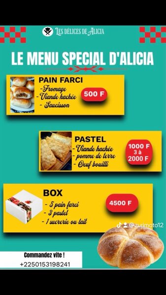 Menu Spécial d'Alicia