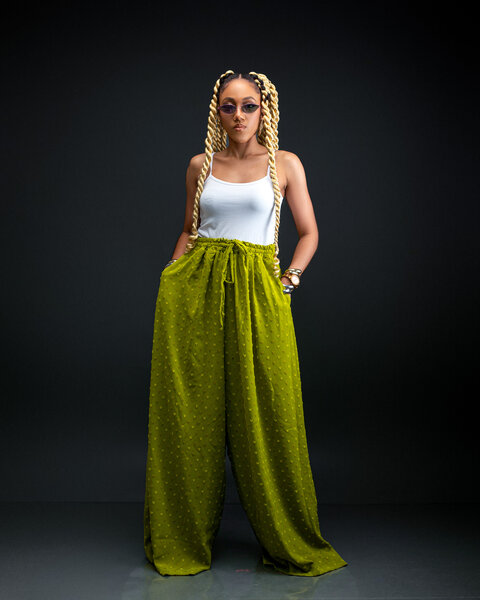 Pantalon ample vert élégant