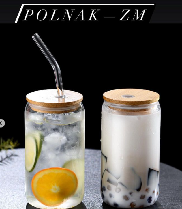 Bamboo lid glass cup