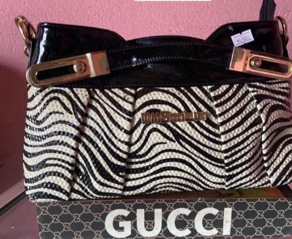 Women's bag white with black waves