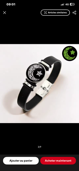 Bracelet cuir lune étoile