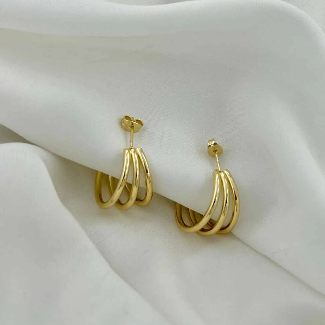 Layer semi Ss hoops earrings