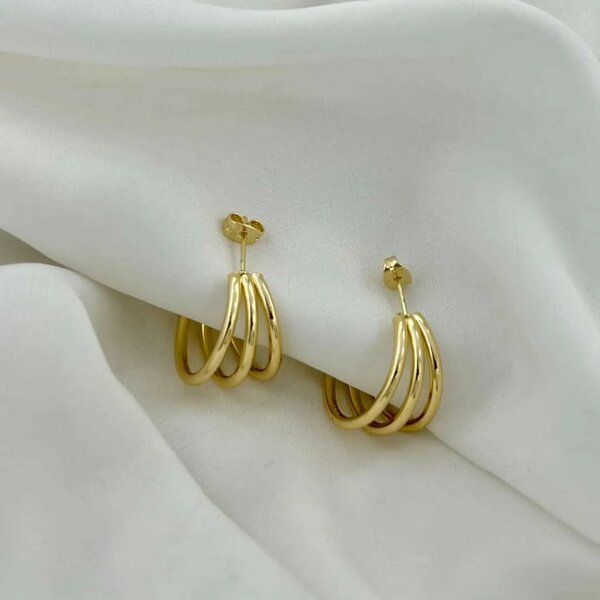 Layer semi Ss hoops earrings