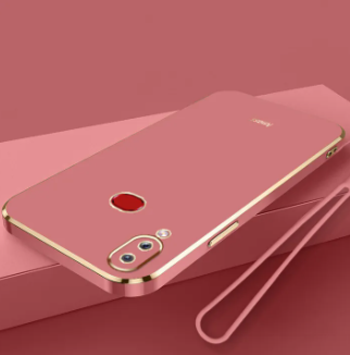 LECOMES for Samsung Galaxy A10s Back Cover with Lanyard Luxury 6D Plating Shiny Phone Case Soft Silicone Square Mobile Cases Pouch for Girls Boys