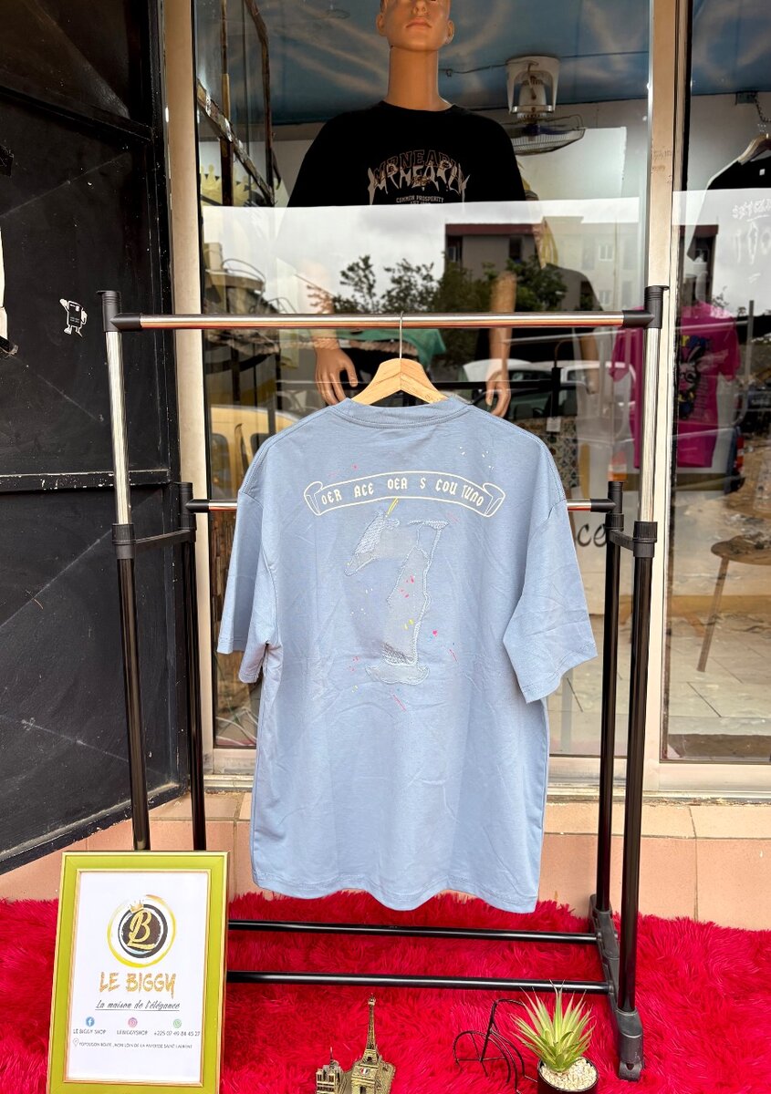 T-shirt unisexe bleu casual