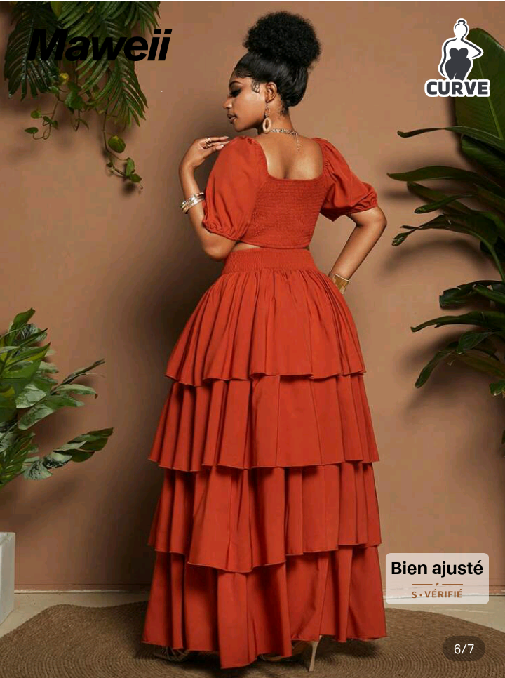 Robe longue bohème à volants