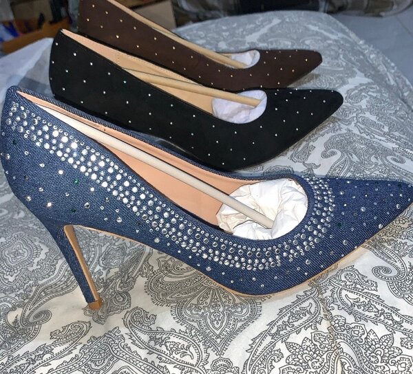 Denim and Suade Heels