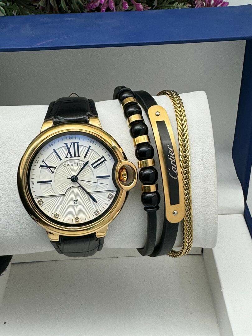 Cartier leather watch and bracelet
